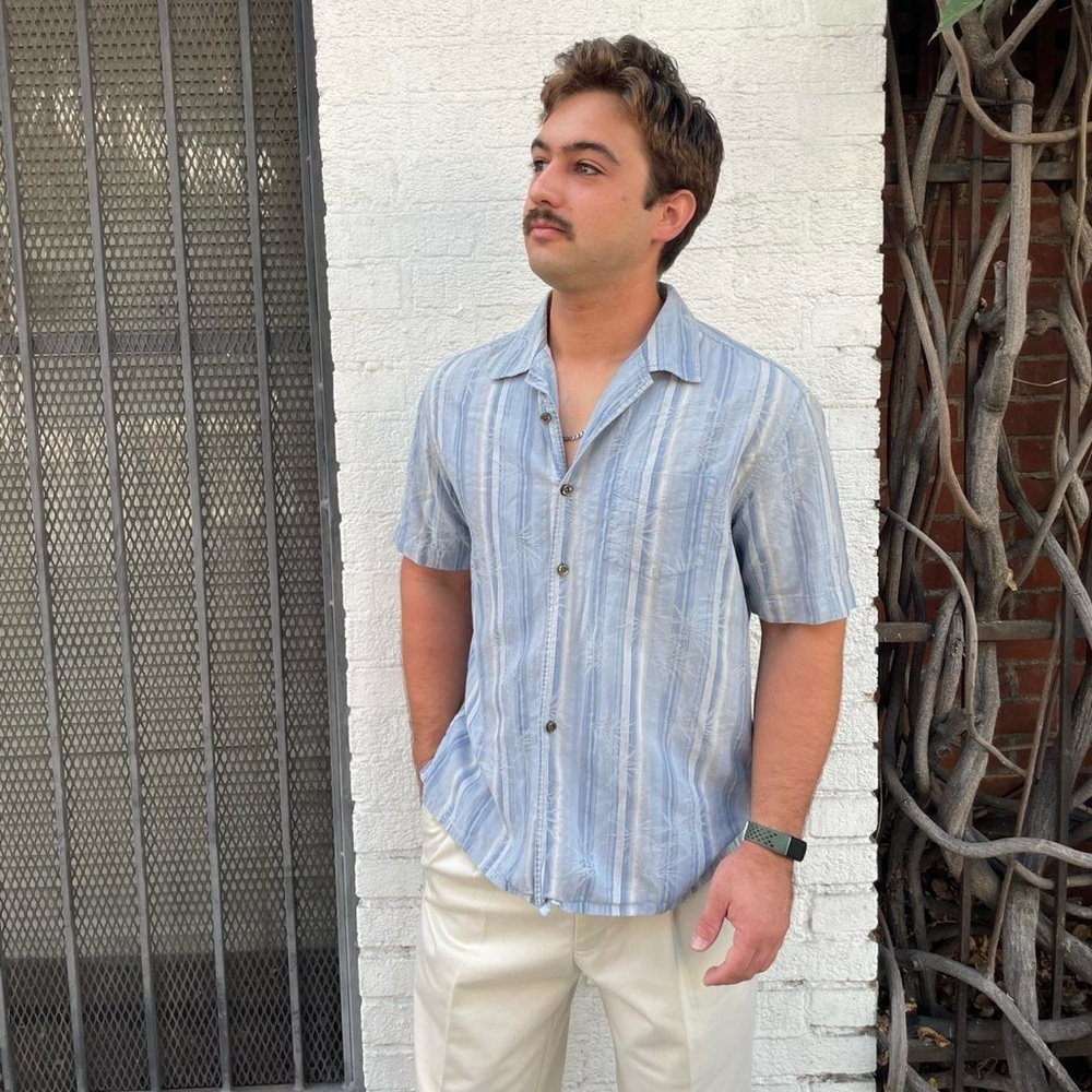 Vintage California shirt co. Blue striped short sleeve button up shirt